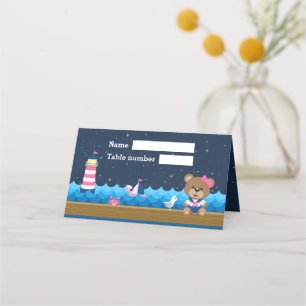 Carte De Placement Nautique Porte Baby shower Rose Marine Siège