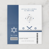 Carte De Placement Navy Blue Bar Mitzvah Baseball Ticket Siège (Extérieur déplié)