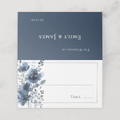 Carte De Placement Navy Blue Botanical Wedding (Extérieur déplié)