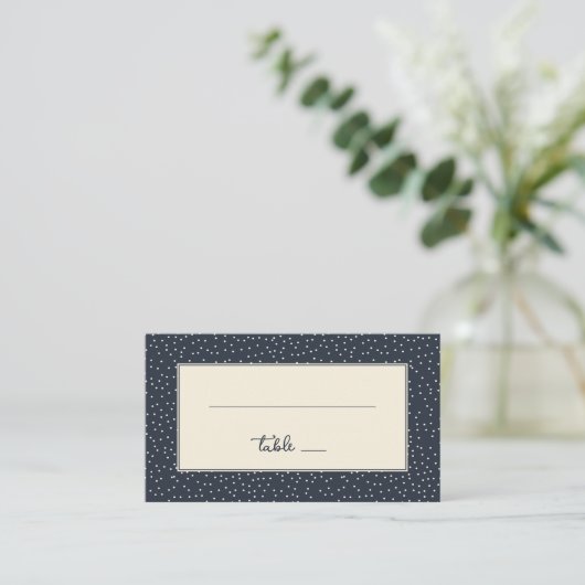 Carte De Placement Navy Élégant à Pois (Debout devant)