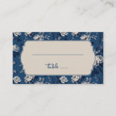 Carte De Placement Navy Élégant Floral (Devant)