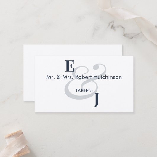 Carte De Placement Navy Esperluette Mariage | Sièges Table Plate (Devant/Arrière en situation)