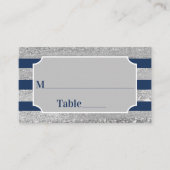 Carte De Placement Navy, Gris Stripes Bar Mitzvah (Devant)