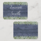 Carte De Placement Navy Wood Eucalyptus Wedding Place Cards | Rustic (Devant / Derrière)