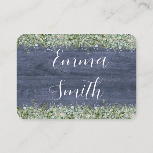 Carte De Placement Navy Wood Eucalyptus Wedding Place Cards | Rustic (Devant)