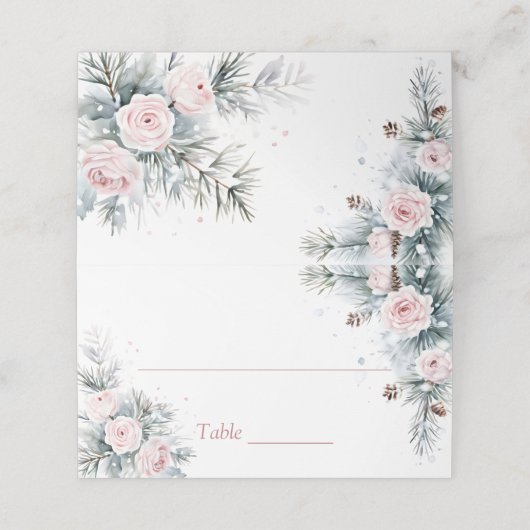 Carte De Placement Neige amoureuse fête de la douche nuptiale d'hiver (Extérieur déplié)