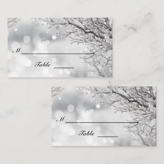 Carte De Placement Neige mousseuse et glace Mariage d'hiver plat (Devant / Derrière)
