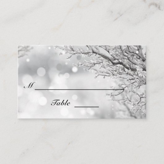 Carte De Placement Neige mousseuse et glace Mariage d'hiver plat (Devant)