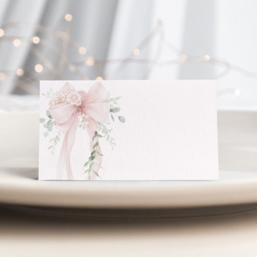 Carte De Placement Neutral Greenery Bow Baby in Bloom