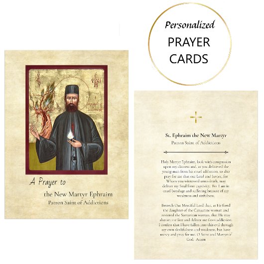 Carte De Placement New Martyr Ephraim Patron Saint Addiction Prayer