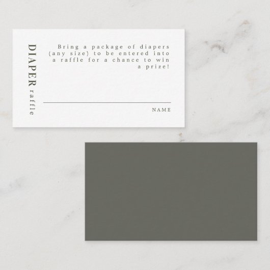 Carte De Placement NINA Moderne Petit Sage Vert Déchets Raffle (Devant / Derrière)