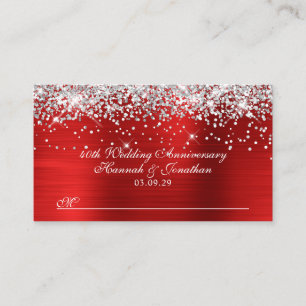 Carte De Placement Noces de rubis Argent Pailleté 40ème Anniversaire