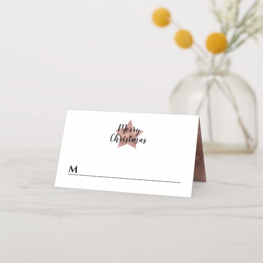Carte De Placement Noël étoile or rose élégant (Devant)