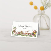 Carte De Placement Noël Noël Noël Père Noël Sleigh Reindeer frontière (Devant)