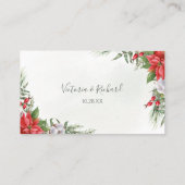 Carte De Placement Noël Poinsettia Mariage de verdure d'hiver (Dos)