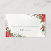 Carte De Placement Noël Poinsettia Mariage de verdure d'hiver (Devant)