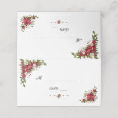 Carte De Placement Noel Rouge Blanc Poinsettia Wedding Numéro de tabl (Extérieur déplié)
