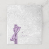 Carte De Placement Nœud Faux Violet et Damassé Blanc (Extérieur déplié)
