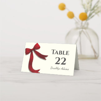 Carte De Placement Nœud Rouge Simple Minimaliste Élégant