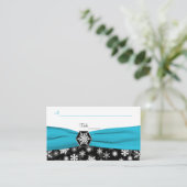 Carte De Placement Noir, Blanc, Aqua Snowflakes (Debout devant)