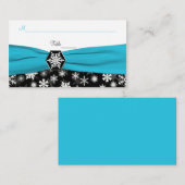 Carte De Placement Noir, Blanc, Aqua Snowflakes (Devant / Derrière)