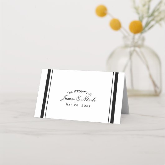 Carte De Placement Noir & Blanc Chic Classy Élégant Numéro de table (Devant)