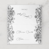 Carte De Placement Noir Blanc Damassé Floral Toile (Extérieur déplié)