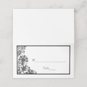 Carte De Placement Noir & Blanc Floral Damask plié (Extérieur déplié)