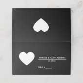 Carte De Placement Noir Blanc Mariage Coeur Numéro de tableau (Extérieur déplié)
