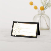 Carte De Placement Noir Blanc Or Floral Élégant Tableau Traditionnel (Devant)
