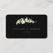 Carte De Placement Noir/Crème Snowberry + Eucalyptus Mariage plat (Dos)