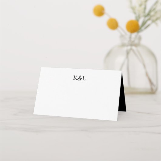 Carte De Placement Noir et blanc Moderne Monogramme Ampersand Mariage (Devant)