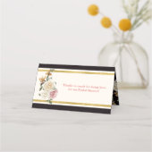 Carte De Placement Noir, ivoire, or floral mariage civil (Dos)