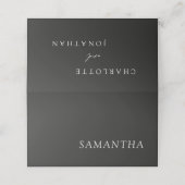 Carte De Placement Noir minimaliste moderne mariage élégant (Extérieur déplié)