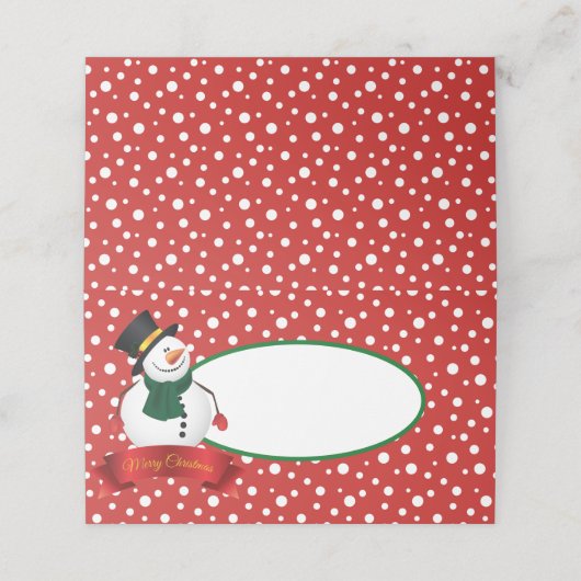 Carte De Placement Nom Cartes-Noël Snowman (Extérieur déplié)