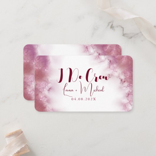 Carte De Placement Nom Customisé moderne Marble I Do Crew table (Devant/Arrière en situation)
