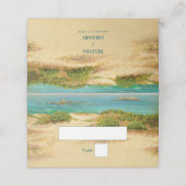 Carte De Placement Nom de destination de mariage côtier plage aquarel (Extérieur déplié)