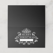 Carte De Placement Nom de fête de Noël Place Card-B&W (Extérieur déplié)