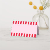 Carte De Placement Nom de la fête de mariage aux rayures rouges et ro (Dos)