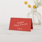 Carte De Placement Nom de l'invité de mariage rétro rouge et blanc (Devant)
