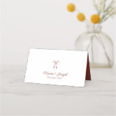Carte De Placement Nom de l'invité de mariage rétro rouge et blanc (Dos)