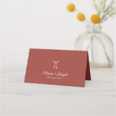 Carte De Placement Nom de l'invité de mariage rétro rouge et blanc (Dos)