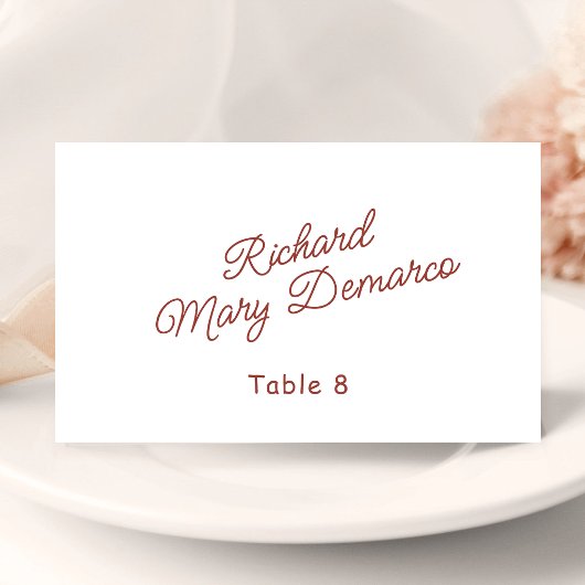 Carte De Placement Nom de l'invité de mariage rétro rouge et blanc