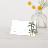 Carte De Placement Nom de mariage de destination tropicale avec palmi (Devant)