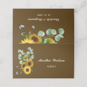 Carte De Placement Nom de mariage eucalyptus tournesol rustique (Extérieur déplié)