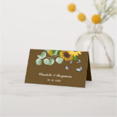 Carte De Placement Nom de mariage eucalyptus tournesol rustique (Dos)