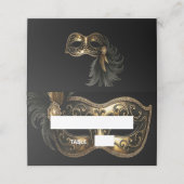 Carte De Placement Nom de masque d'or noir de masquerade (Extérieur déplié)