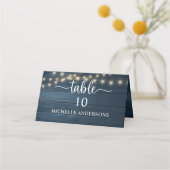 Carte De Placement Nom d'invité de dîner de mariage bleu marine rusti (Dos)