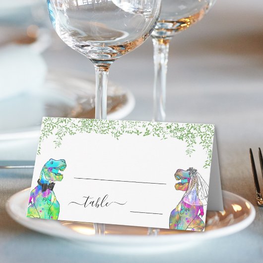 Carte De Placement Nom d'invité de mariage de dinosaure