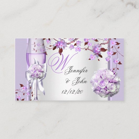 Carte De Placement Nom du mariage Place Lavender Purple Lilac 4 (Dos)